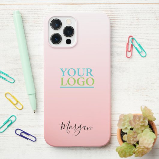 Uw Logo/kunst/foto, zwarte naam, verloopstempel iPhone Hoesje (Op bureau)