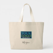 Uw Logo/kunst/foto, zwarte scriptnaam Grote Tote Bag (Achterkant)