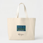 Uw Logo/kunst/foto, zwarte scriptnaam Grote Tote Bag (Voorkant)