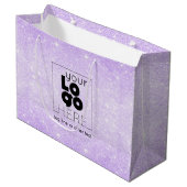 Uw Logo Lila Paarse Glitter papieren boodschappent Groot Cadeauzakje (Voorkant Gekanteld)