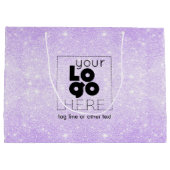 Uw Logo Lila Paarse Glitter papieren boodschappent Groot Cadeauzakje (Achterkant)