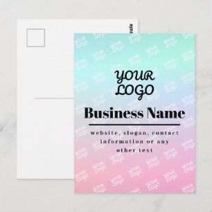 Uw logo + logo patroon & kleurrijke ombre briefkaart