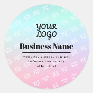 Uw logo + logo patroon & kleurrijke ombre ronde sticker