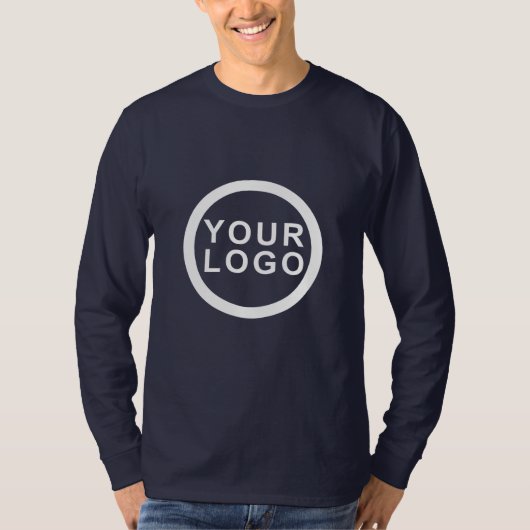 Uw Logo Mannen Shirt met lange mouwen | Marine Bla (Voorkant)