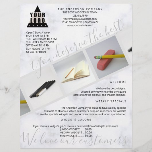 Uw Logo marmer Asymmetrisch 3 Foto Collage Flyer (Voorkant)