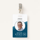 Uw Logo-medewerker Foto Blue Bedrijf-ID Badge (Voorkant met clip)