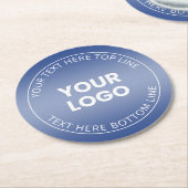 Uw Logo met bewerkbaar blauw & wit verloop Ronde Kartonnen Onderzetter (Gebogen)