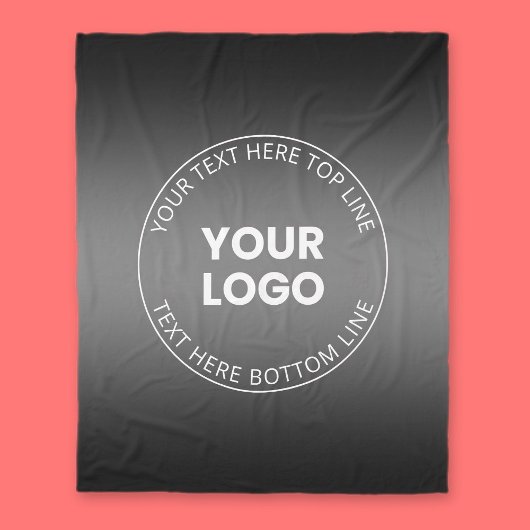 Uw Logo met bewerkbaar zwart-wit verloop Fleece Deken