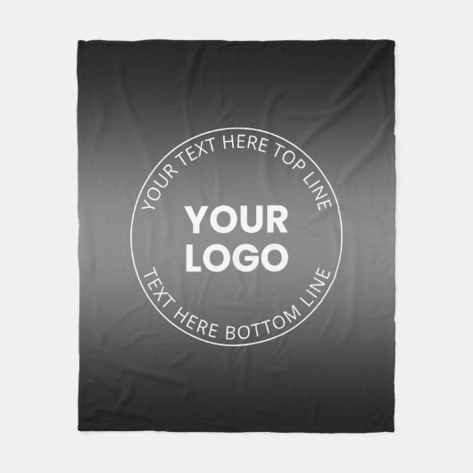 Uw Logo met bewerkbaar zwart-wit verloop Fleece Deken (Voorkant)