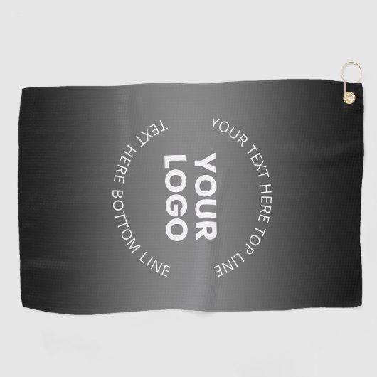 Uw Logo met bewerkbaar zwart-wit verloop Golfhanddoek (Horizontaal)