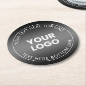 Uw Logo met bewerkbaar zwart-wit verloop Ronde Kartonnen Onderzetter (Gebogen)