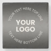 Uw Logo met bewerkbaar zwart-wit verloop Stenen Onderzetter (Voorkant)