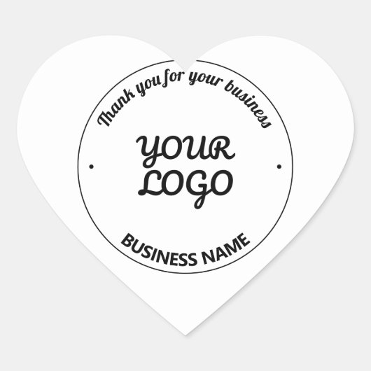 Uw Logo met bewerkbare dank u & bedrijfsnaam Hart Sticker (Voorkant)