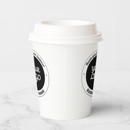 Uw Logo met bewerkbare dank u & bedrijfsnaam Papieren Bekers (Rechts)