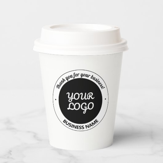 Uw Logo met bewerkbare dank u & bedrijfsnaam Papieren Bekers (Voorkant)