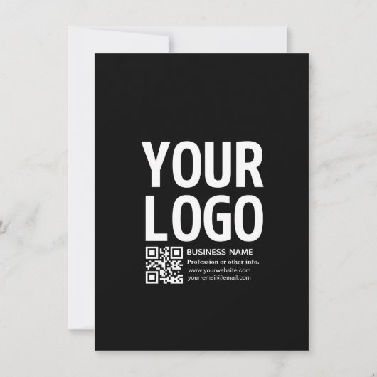 Uw logo met bewerkbare QR-code en tekst Aankondiging (Voorkant)