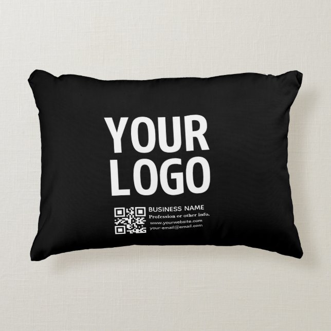 Uw logo met bewerkbare QR-code en tekst  Accent Kussen (Voorkant)