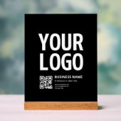 Uw logo met bewerkbare QR-code en tekst Acryl Bord (Neutraal)