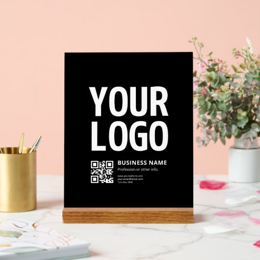 Uw logo met bewerkbare QR-code en tekst Acryl Bord (Huwelijk)