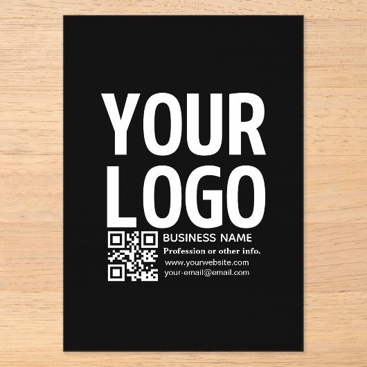 Uw logo met bewerkbare QR-code en tekst Acryl Uitnodigingen (Voorkant)