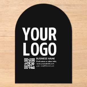 Uw logo met bewerkbare QR-code en tekst Acryl Uitnodigingen