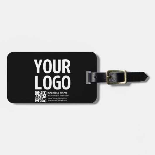 Uw logo met bewerkbare QR-code en tekst Bagagelabel (Voorkant horizontaal)