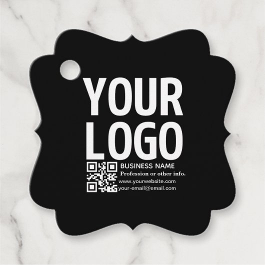 Uw logo met bewerkbare QR-code en tekst Bedankjes Labels (Voorkant)