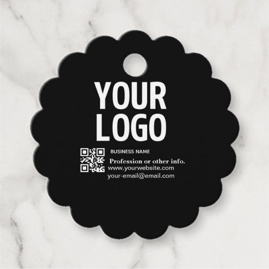 Uw logo met bewerkbare QR-code en tekst Bedankjes Labels (Voorkant)