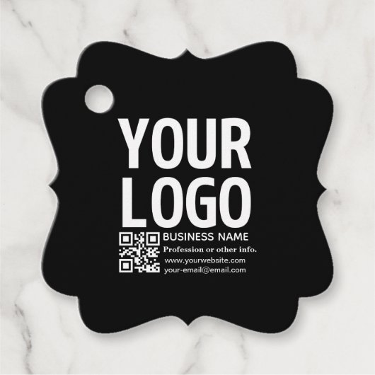 Uw logo met bewerkbare QR-code en tekst Bedankjes Labels (Voorkant)