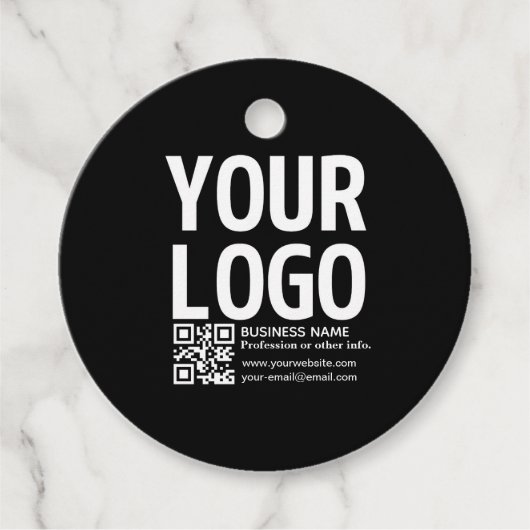 Uw logo met bewerkbare QR-code en tekst Bedankjes Labels (Voorkant)