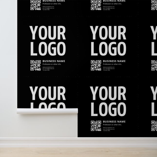 Uw logo met bewerkbare QR-code en tekst Behang (Applicatie)