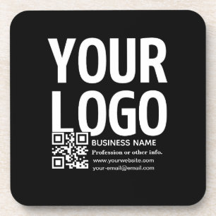 Uw logo met bewerkbare QR-code en tekst Bier Onderzetter