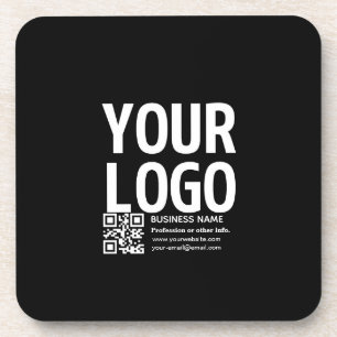 Uw logo met bewerkbare QR-code en tekst Bier Onderzetter