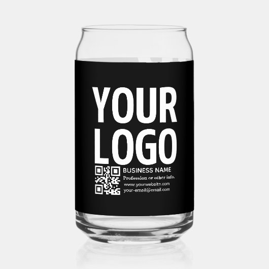 Uw logo met bewerkbare QR-code en tekst Blikvorm Glas (Voorkant)