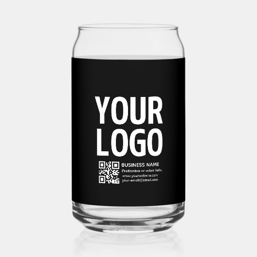 Uw logo met bewerkbare QR-code en tekst Blikvorm Glas (Voorkant)