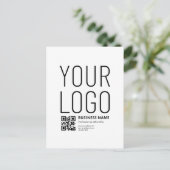 Uw logo met bewerkbare QR-code en tekst Briefkaart (Staand voorkant)