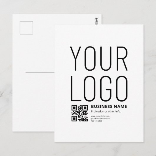 Uw logo met bewerkbare QR-code en tekst Briefkaart (Voorkant / Achterkant)