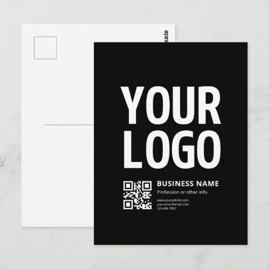 Uw logo met bewerkbare QR-code en tekst Briefkaart (Voorkant / Achterkant)