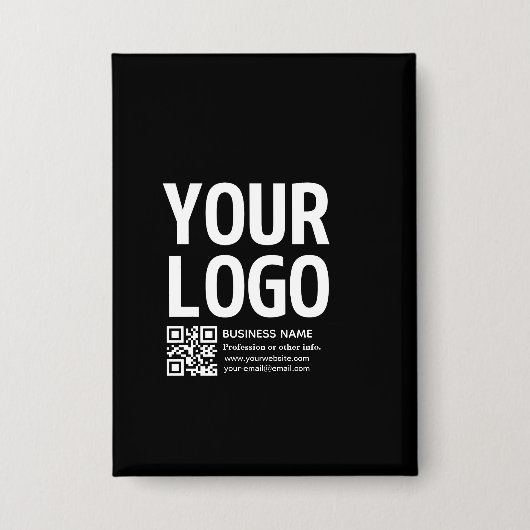 Uw logo met bewerkbare QR-code en tekst Button (Voorkant)