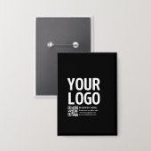 Uw logo met bewerkbare QR-code en tekst Button (Voorkant / Achterkant)