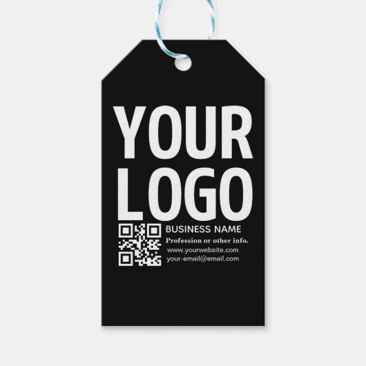 Uw logo met bewerkbare QR-code en tekst Cadeaulabel (Voorkant)