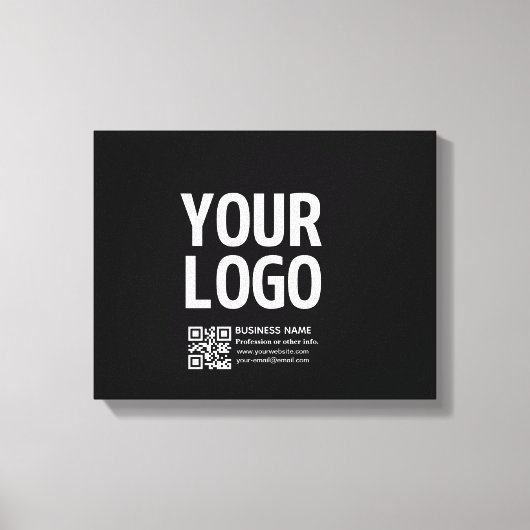 Uw logo met bewerkbare QR-code en tekst Canvas Afdruk (Voorkant)