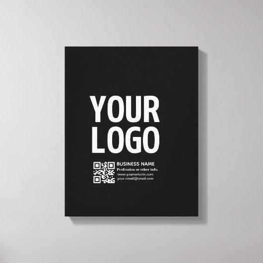 Uw logo met bewerkbare QR-code en tekst Canvas Afdruk (Voorkant)