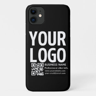Uw logo met bewerkbare QR-code en tekst  Case-Mate iPhone Case