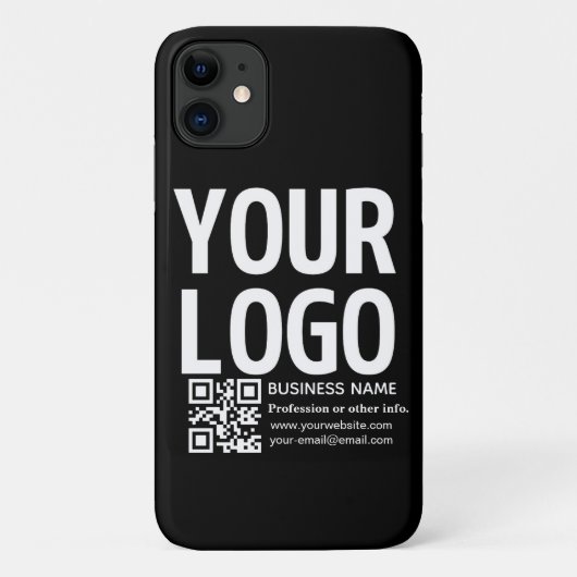 Uw logo met bewerkbare QR-code en tekst Case-Mate iPhone Case (Achterkant)