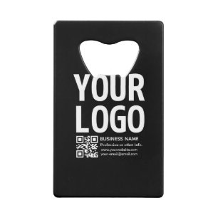 Uw logo met bewerkbare QR-code en tekst Creditkaart Flessenopener
