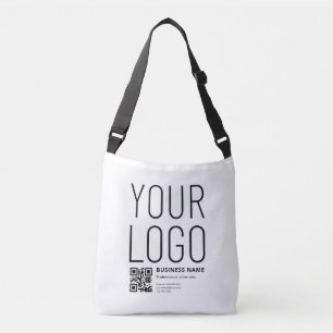 Uw logo met bewerkbare QR-code en tekst Crossbody Tas