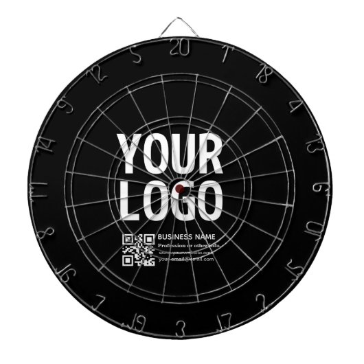 Uw logo met bewerkbare QR-code en tekst  Dartbord (Voorkant)