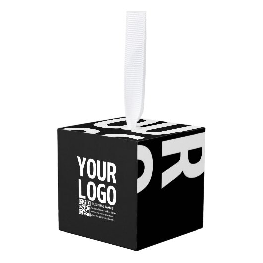 Uw logo met bewerkbare QR-code en tekst Decoratie (Voorkant hoekig)