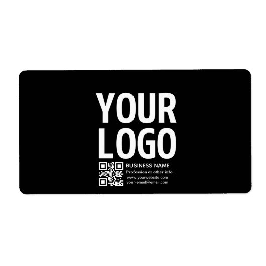 Uw logo met bewerkbare QR-code en tekst  Etiket (Voorkant)